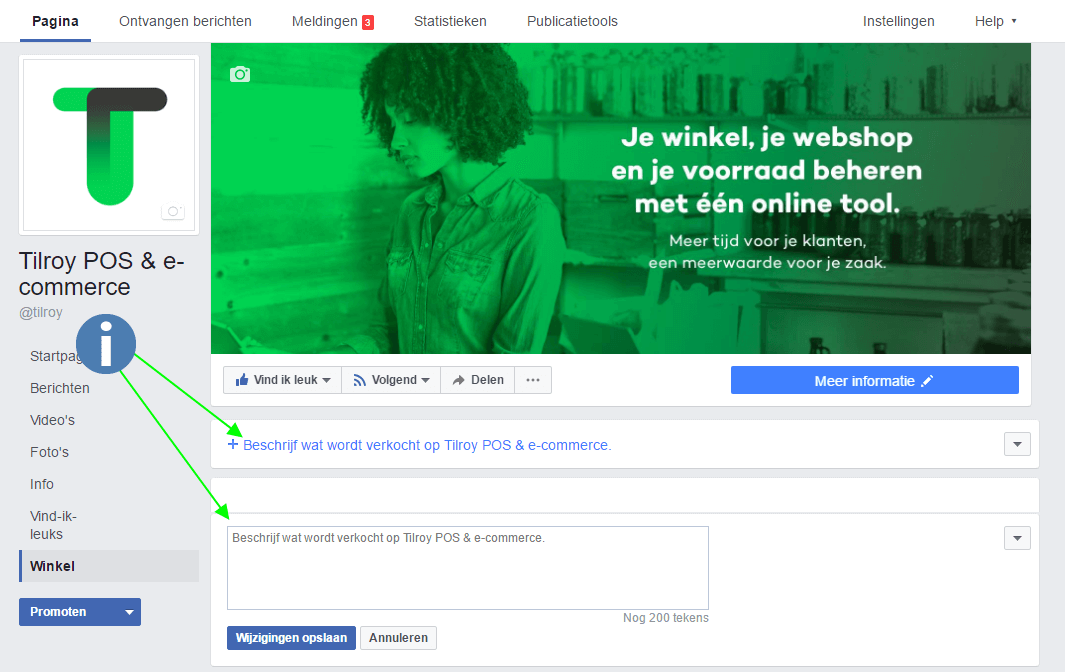 een facebook winkel maken stap 5: Beschrijf wat je gaat verkopen 