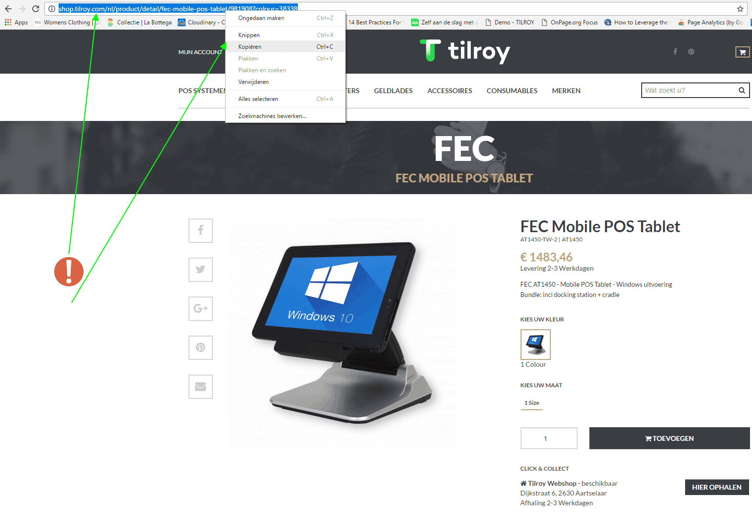 een facebook winkel maken: url voor betaalproces