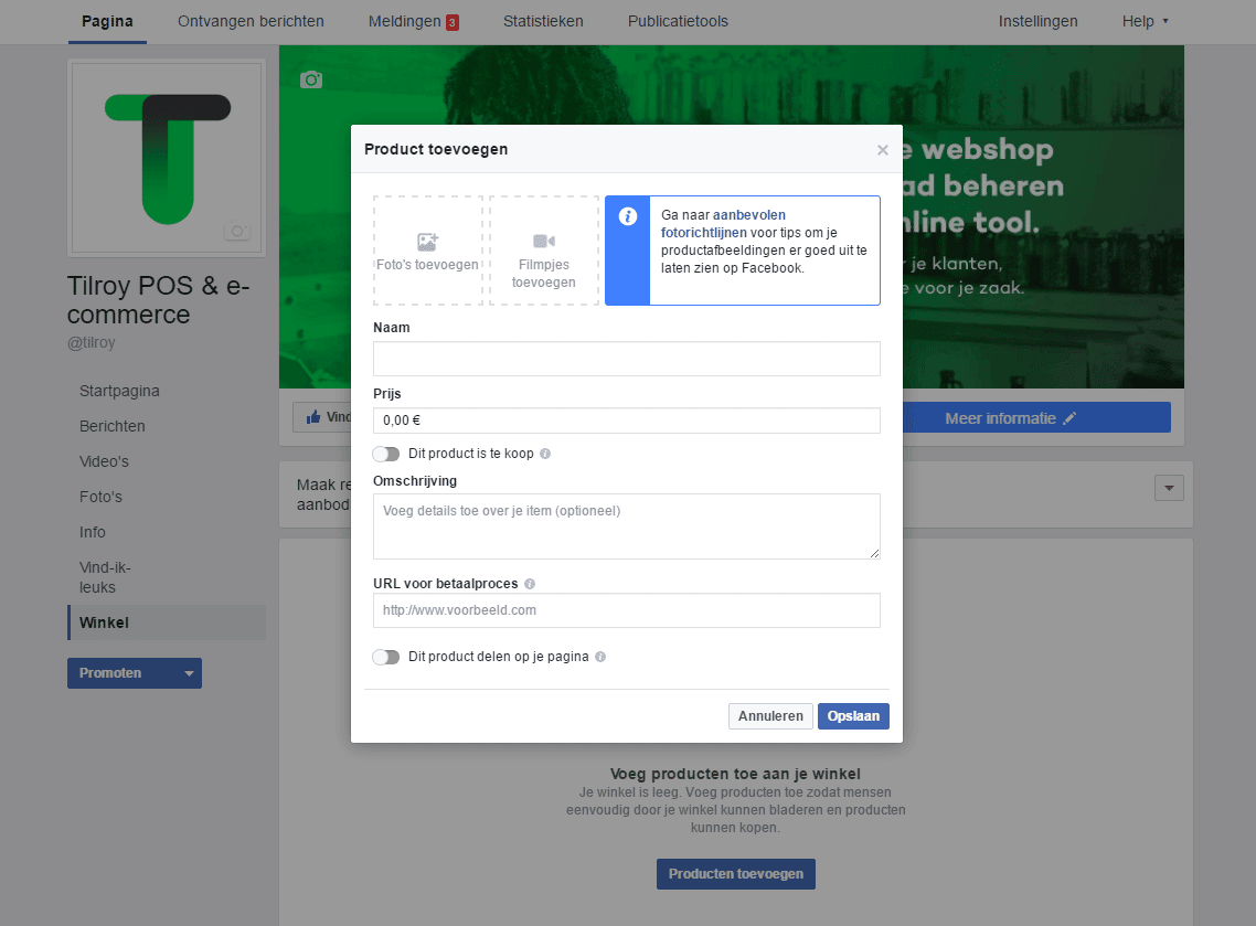 een facebook winkel maken: producten toevoegen en verrijken