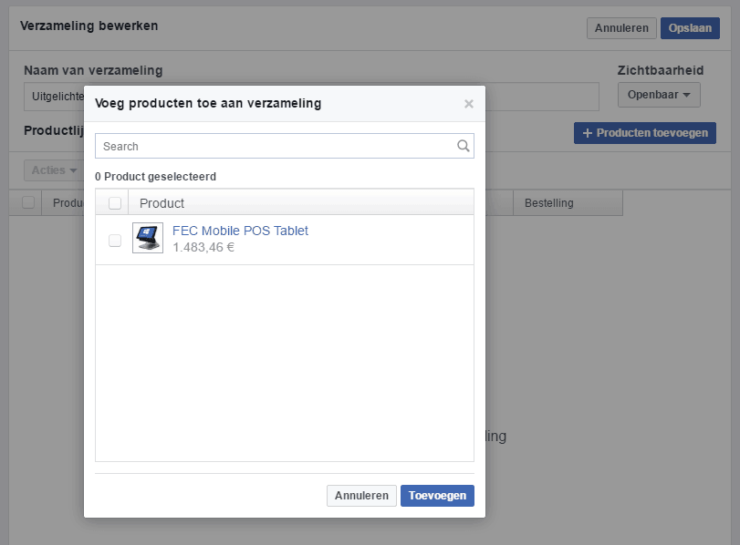 een facebook winkel maken: voeg producten toe aan een verzameling