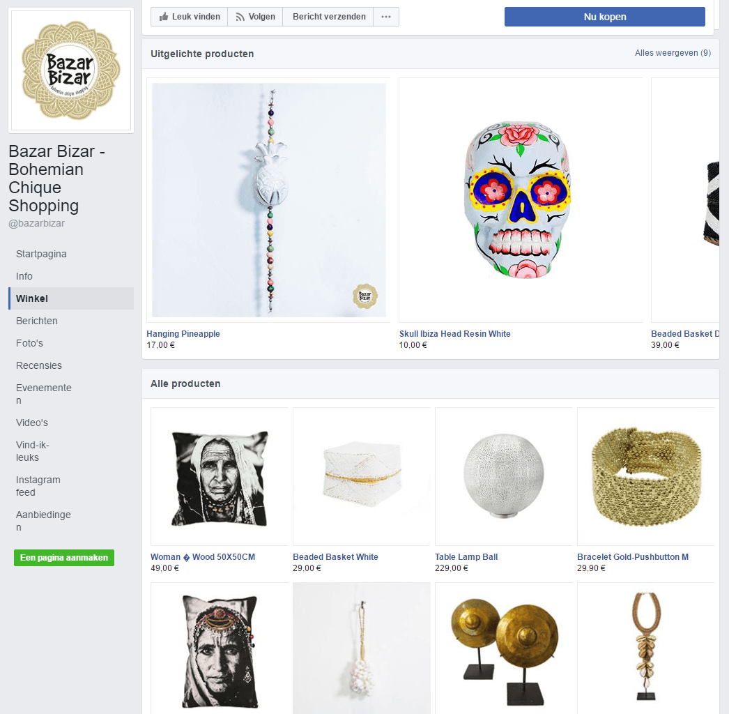 screenshot 2 - facebook winkel BazarBizar