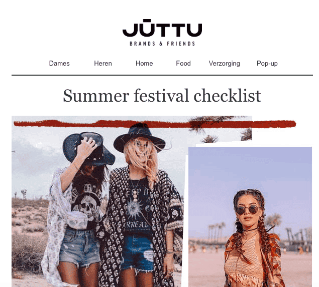 voorbeeld van newsletter retailer juttu zomerfestivals