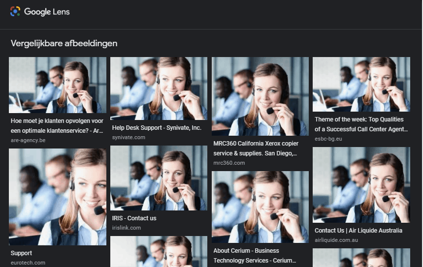 screenshot google image seach geen unieke afbeeldingen
