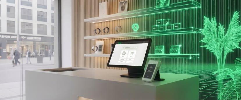 tilroy omnichannelretailsoftware getoond op het scherm van een pos op toonbank in een retail omgeving