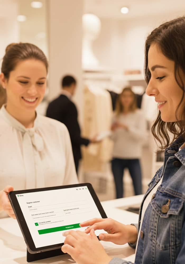 klant registreert zichzelf via app